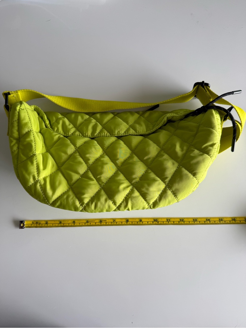 Quilted Neon Yellow Crossbody Bag - Lightweight Shoulder Bag